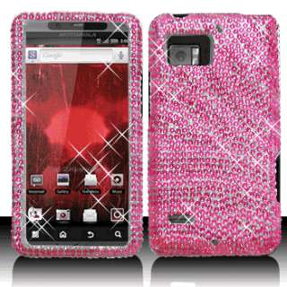 Pink Zebra Crystal Diamond Bling Hard Case Cover for Motorola Droid 