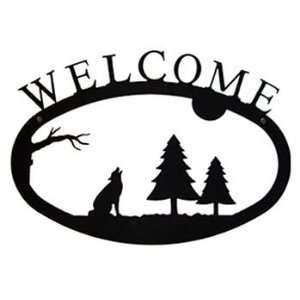  Timber Wolf w/ Pine Trees Welcome Sign Patio, Lawn 