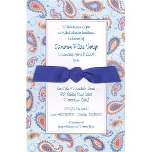  Blueberry Paisley With Ribbon Invitations 