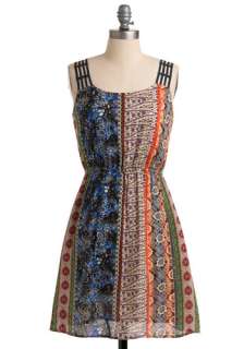 Psychedelic Songwriter Dress   Mid length, Multi, A line, Casual, Boho 