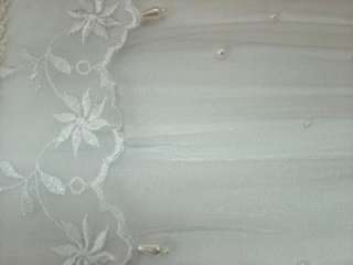 White Satin Floral Lace Pearl Beaded Wedding Guest Book  