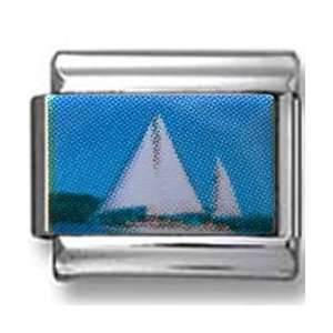  White Sailing Boat Photo Italian Charm Jewelry