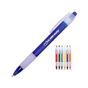  Radiant   Plunger pen with rubber grip and frosty white 