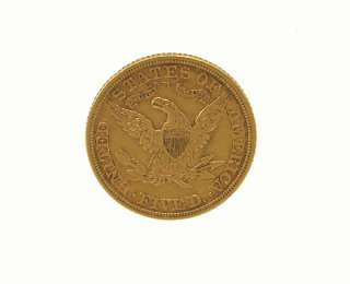 This is a United States of America 1894 22k gold five dollar half 