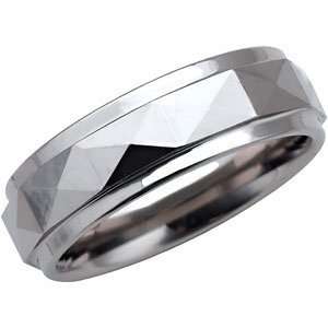  7.3mm Dura TungstenTM Faceted Band with Ridge Jewelry