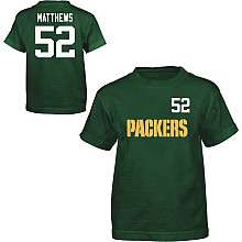 Reebok Green Bay Packers Clay Matthews Youth Name & Number T Shirt 