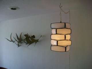 Mid Century Modern Lamp Light Chandelier Pendant Hanging Stained Glass 