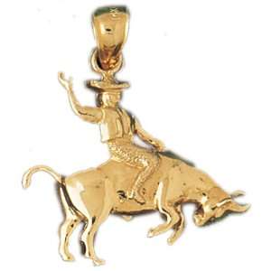   14K Gold Pendant Cowboy and Horse 4.4   Gram(s) CleverEve Jewelry