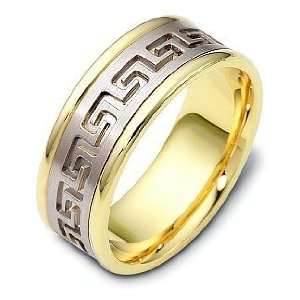   Two Tone Gold Comfort Fit Greek Key Wedding Band Ring   6.25 Jewelry