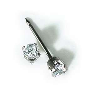 com INVERNESS 14K White Gold 3mm Tiffany CZ Piercing Earrings Health 