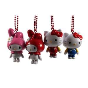 Set of 4 Sanrio My Melody & Hello Kitty Figure Keychain Strap / Cell 