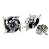 316L Mens Silver CZ Whirlwind Style Stainless Steel Stud Earring 
