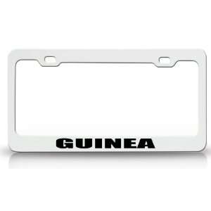 GUINEA Country Steel Auto License Plate Frame Tag Holder White/Black