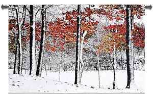 WINTER SNOW TREE SCENE DECOR ART TAPESTRY WALL HANGING  
