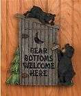   Cute Outhouse Bear Bottoms Welcome Here Wall Plaque Bathroom Decor