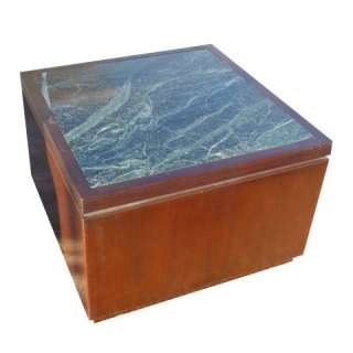 30 x 30 Wood And Marble Pedestal Coffee Side Table  