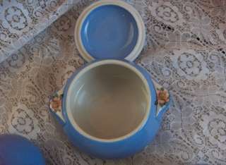   Hall’s Kitchenware China Rose Parade Blue Drip Jar Salt Pepper #1259