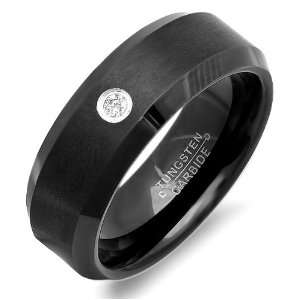  Tungsten Carbide Mens Ring Wedding Band 8MM Beveled Edges 