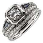   Sapphire Diamond Wedding Ring Set (Center stone is not included