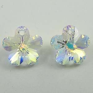  2 14mm Swarovski crystal flower beads 6744 crystal AB 