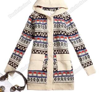   stylish Korea Top Small Houses Pattern Hoodie Sweater Coat 3 Colors