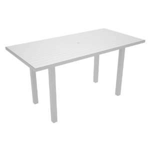 Recycled European Rectangular Counter Dining Table   White with Silver 