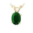    Natural Genuine 7x5 mm, Oval Emerald pendant set in 14k Yellow gold