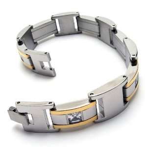   & Gold Titanium Styled Silver Bracelet for Men CET Domain Jewelry