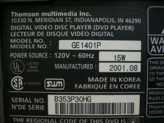 General Electric GE 1401P DVD Player  