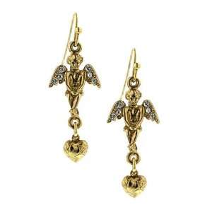  1928 Gold Angel Heart Dangle Earrings Jewelry