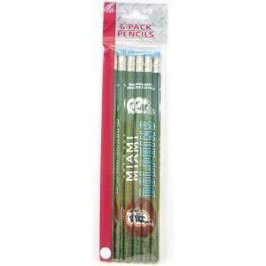  Miami Dolphins Pencil 6 Pack (Quantity of 1) Sports 