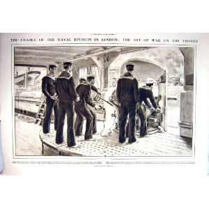  1914 NAVY SAILORS LONDON SHIP RIVER THAMES PRESIDENT