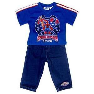  Spiderman Blue Shirt with Jeans Outfit (Size 3T) Baby