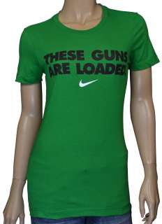 Nike Womens These Guns Are Loaded Shirt Green  
