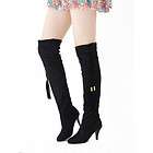 New Black Sexy Suede Over Knee High Heel Boots US Size5 9 M037