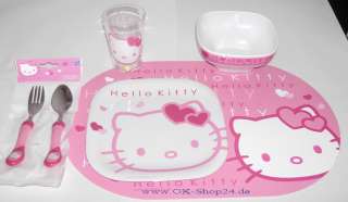 tl Hello Kitty Geschirr Set Teller Besteck Becher NEU  