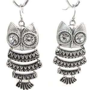  Beautiful Dorothy Articulated Owl Dangle Earrings with Crystal Eyes 