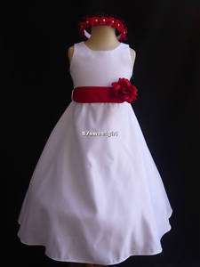 KM WHITE WEDDING BRIDAL FLOWER GIRL DRESS 1 2 6 8 10 12 14  