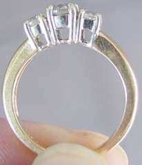 14k Yellow Gold & 3 Stone Diamond Ring Size 6.5 *REAL*  