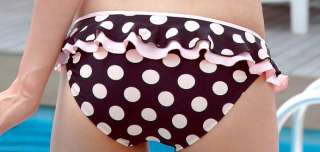 Korean Fashion Girls SweetPolka Dots Ruffles Decoration Bandeau Bikini 