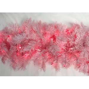   Pretty In Pink Artificial Christmas Garland   Pink Lights Home
