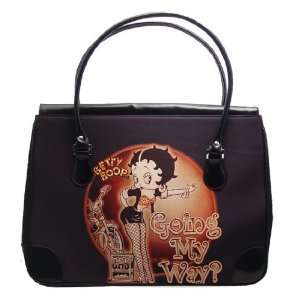  BETTY BOOP OVERNIGHT BAG BLACK NYLON WITH LARGE OPENING 