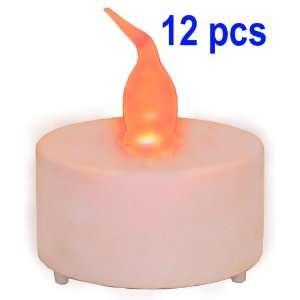 Flameless LED Tea Light Candles Red Light   Set of 12, Just Artifacts 