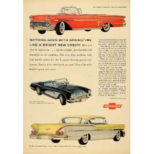 1958 Ad Vintage Impala Convertible Corvette Chevrolet   Original Print 