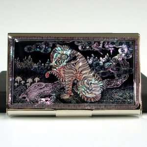  Mother of Pearl Tiger Name Credit Business Card Holder 