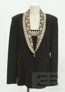 St. John Evening Black And Gold Jeweled Embroidered Jacket Size 16 