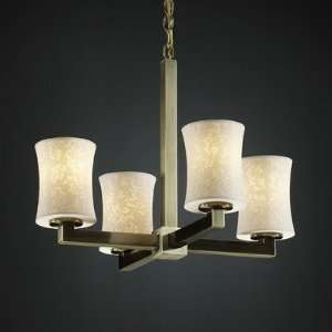   Four Light Chandelier Metal Finish Antique Brass, Impressions Bamboo