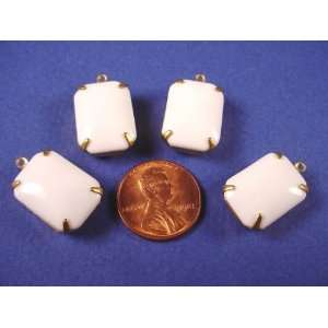  vintage white glass octagon 18x13 charms