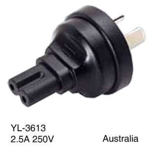  SF Cable, 2 Prong Plug Adapter, IEC 60320 C7 to Australia 