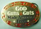 God Guns & Guts Made America Free Pewter Belt Buckle